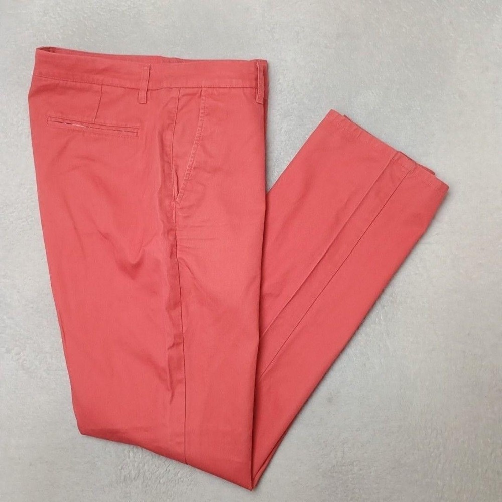 Bonobos Pant Men 34x32 Pink Washed Chinos Cotton Straight Work School Flat Front